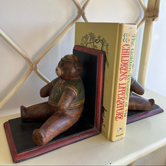 Vintage wooden bear bookends - Picture 10 of 11
